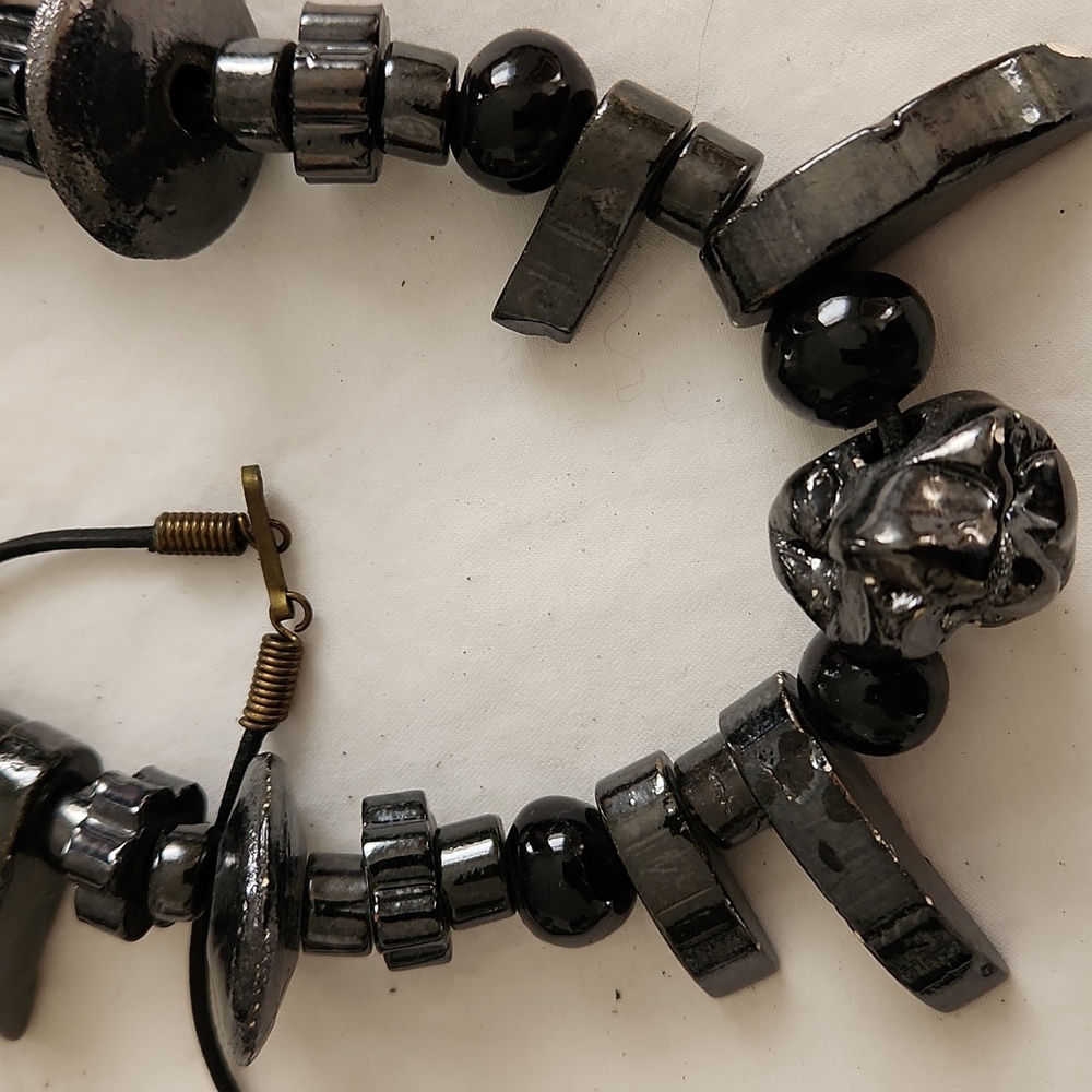 Bundle Grecian 6 Vintage Black   Ceramic Bead Necklace & Extra  Beads Greek - Picture 5 of 11